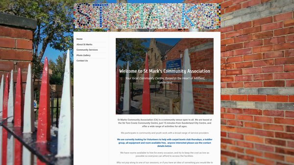 Screenshot of the St Mark's (Millfield, Sunderland) Community Association website