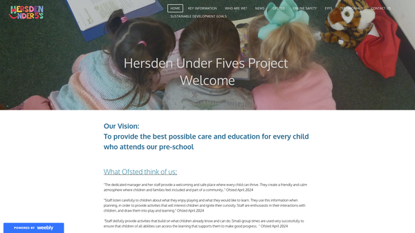 Screenshot of the Hersden Under Fives Project website