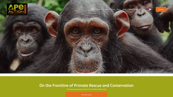 Screenshot of the Ape Action Africa website