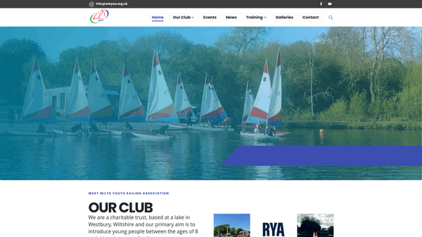 Screenshot of the West Wilts Youth Sailing Association website