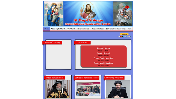 Screenshot of the St Mary And St George Coptic Orthodox Charity website
