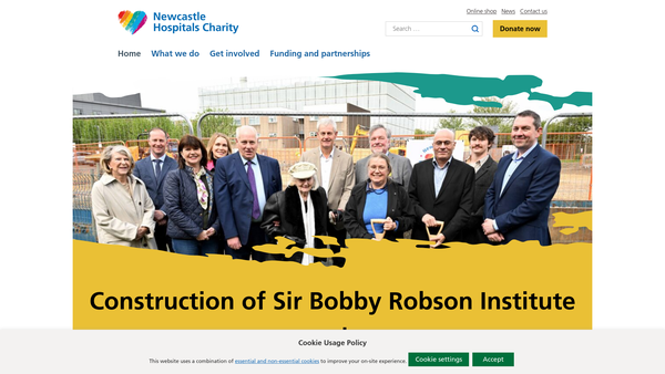 Screenshot of the Newcastle Upon Tyne Hospitals NHS Charity website