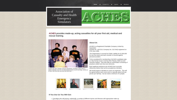 Screenshot of the Association Of Casualty And Health Emergency Simulators website