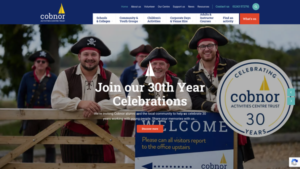 Screenshot of the The Cobnor Activities Centre Trust website