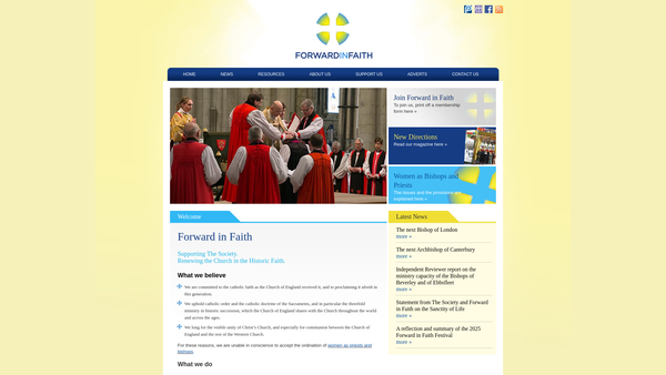 Screenshot of the Forward In Faith website