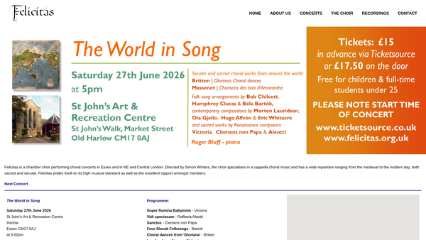Screenshot of the Felicitas website