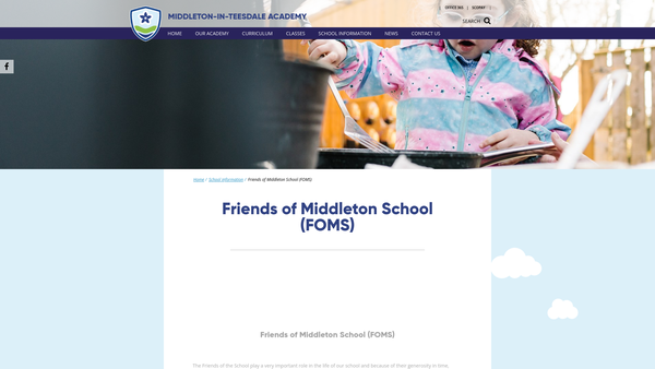 Screenshot of the Friends Of Middleton-In -Teesdale Primary And Nursery School website