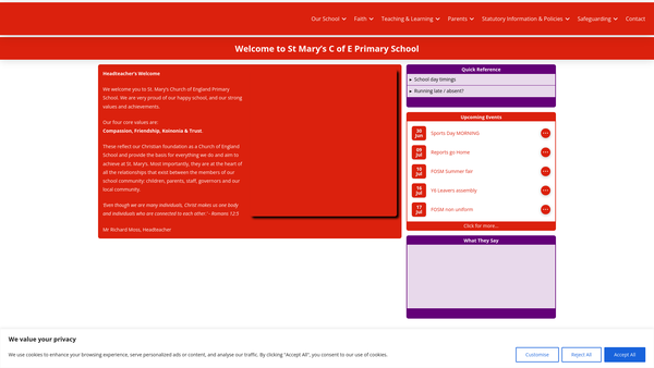 Screenshot of the St Mary's Church Of England School Fund website