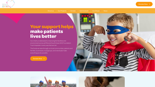 Screenshot of the Mid and South Essex NHS Foundation Trust Charity website