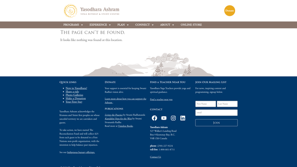 Screenshot of the Radha House Association website