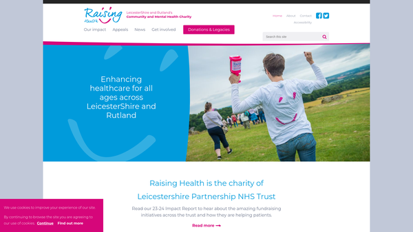 Screenshot of the Raising Health website