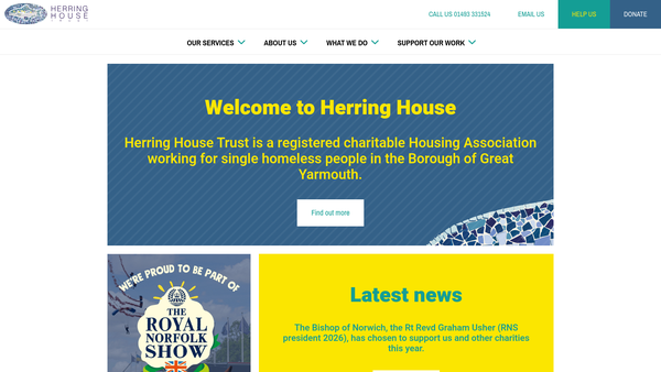 Screenshot of the Herring House Trust (Great Yarmouth) website
