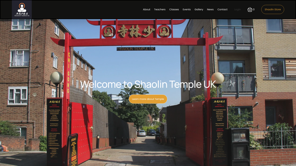 Screenshot of the Shaolin Temple UK China Cultural Funds website