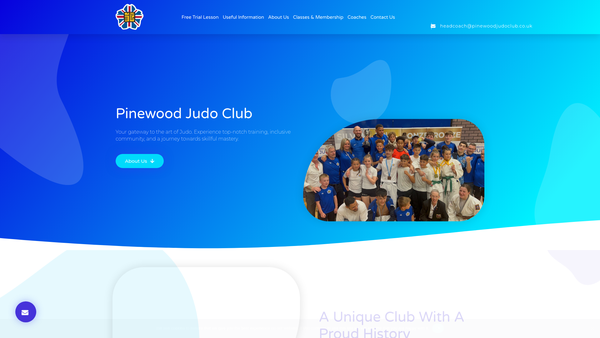 Screenshot of the Pinewood Judo Club website