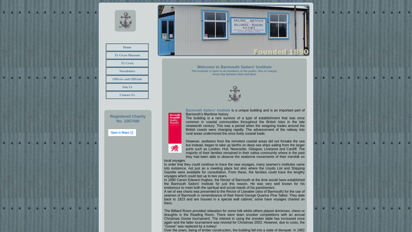 Screenshot of the Barmouth Sailors' Institute website