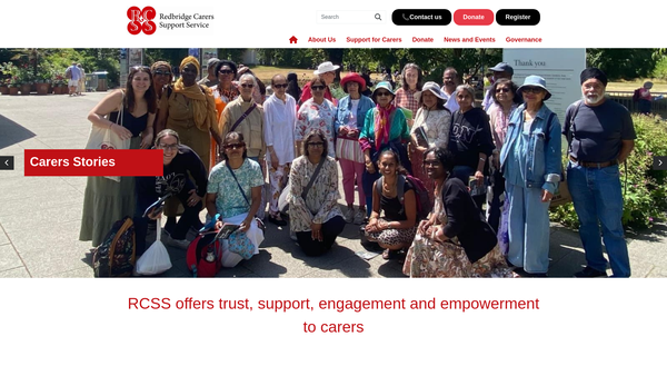 Screenshot of the Redbridge Carers Support Service website