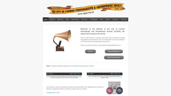 Screenshot of the The City Of London Phonograph And Gramophone Society Limited website