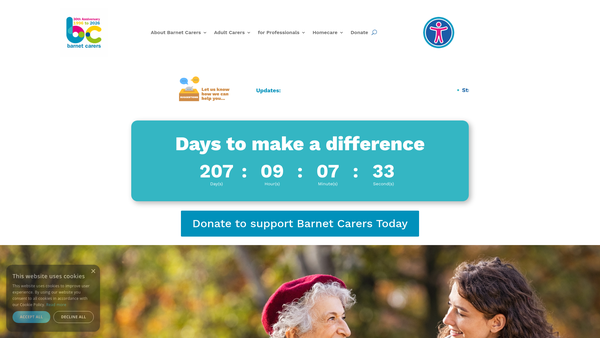 Screenshot of the Barnet Carers Centre website