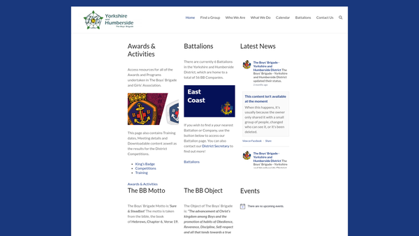 Screenshot of the The Boys Brigade Yorkshire And Humberside District website