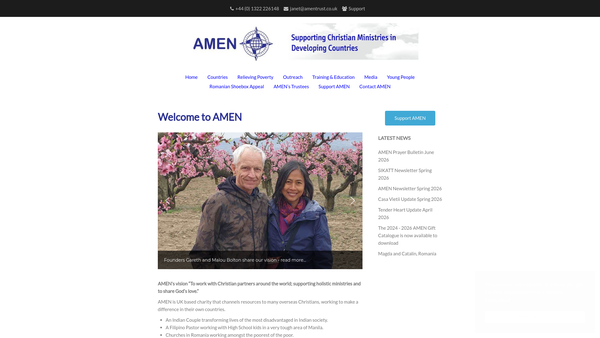 Screenshot of the Amen website