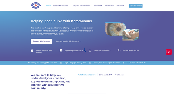 Screenshot of the Keratoconus Self-Help And Support Association website