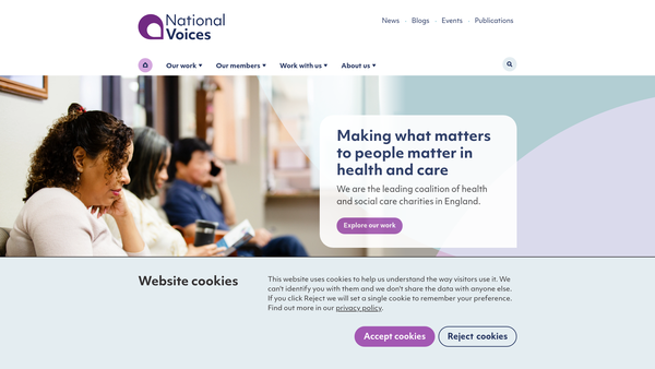 Screenshot of the National Voices website