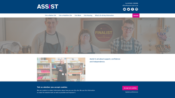 Screenshot of the Assist Trust website