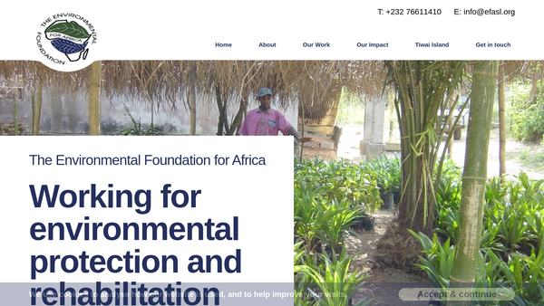 Screenshot of the Environmental Foundation For Africa website