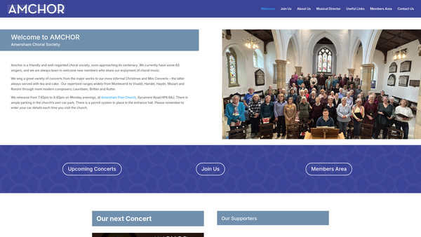 Screenshot of the Amersham And Chesham Bois Choral Society website