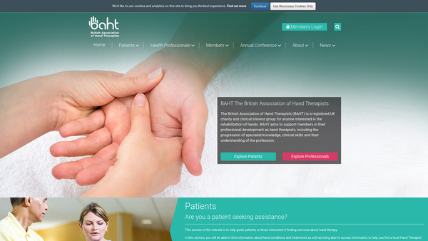 Screenshot of the British Association Of Hand Therapists Limited website