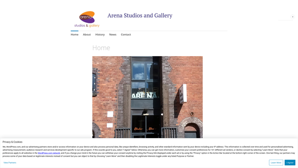 Screenshot of the Arena Art And Design Association website