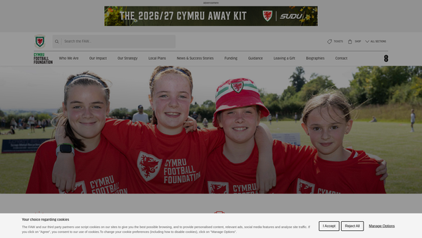 Screenshot of the Cymru Football Foundation Limited website