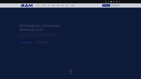 Screenshot of the Birmingham Advanced Motorcyclists website