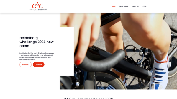 Screenshot of the Challenge Adventure Charities website