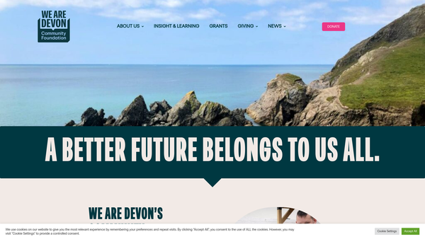Screenshot of the Devon Community Foundation website