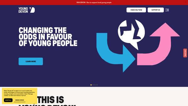 Screenshot of the Young Devon website
