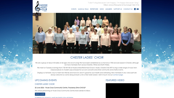 Screenshot of the The Chester Ladies Choir website