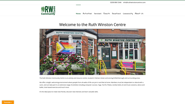 Screenshot of the Ruth Winston Centre website