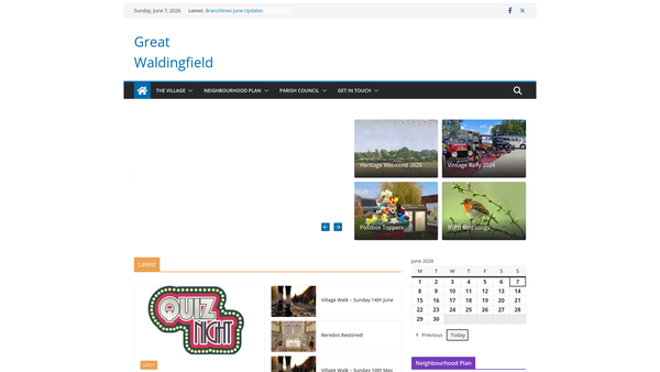 Screenshot of the Great Waldingfield Village Hall website