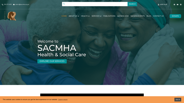 Screenshot of the Sheffield African Caribbean Mental Health Association Limited website