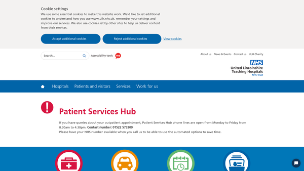 Screenshot of the United Lincolnshire Hospitals NHS Trust Charitable Fund website