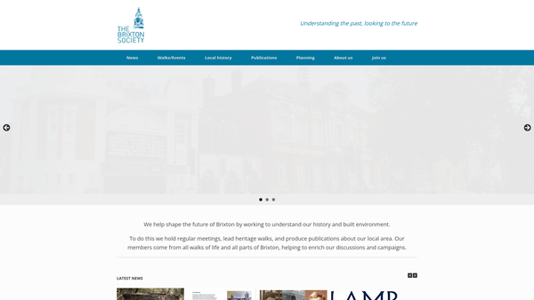 Screenshot of the Brixton Society website