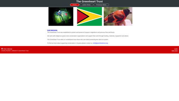 Screenshot of the The Greenheart Trust website