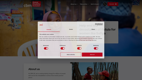 Screenshot of the Christian Blind Mission (United Kingdom) Limited website