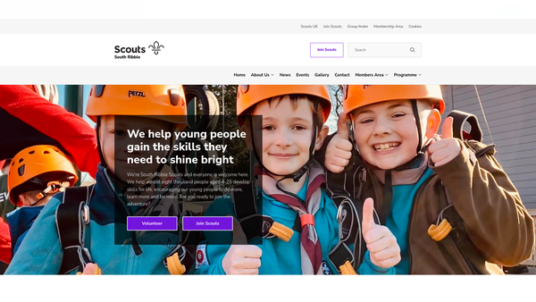 Screenshot of the South Ribble District Scout Council website