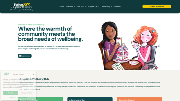 Screenshot of the Sefton Support Group website