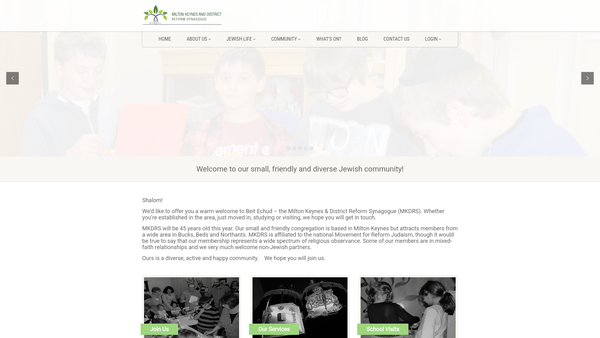 Screenshot of the Milton Keynes And District Reform Synagogue website