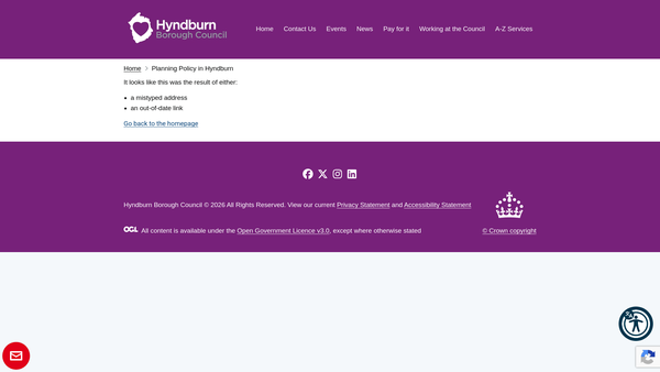 Screenshot of the Hyndburn Mayoral Charity Fund website
