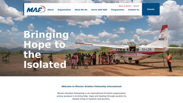 Screenshot of the Mission Aviation Fellowship International website