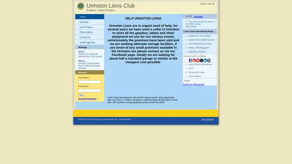 Screenshot of the Urmston Lions Club Trust Fund website